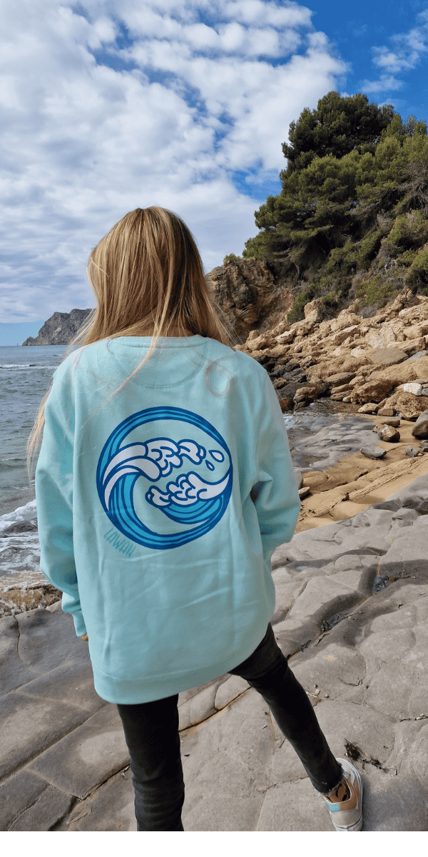 Sustainable Panama turquoise wave sweatshirt