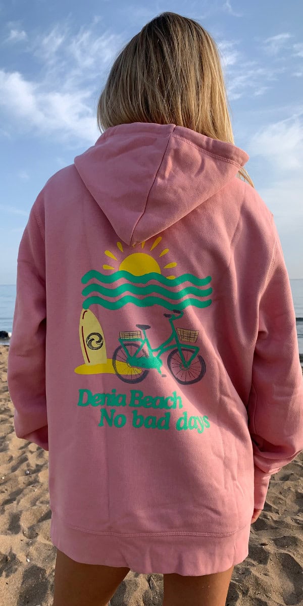 Pink Dénia Bike Sweatshirt with Hood – Unisex and Sustainable