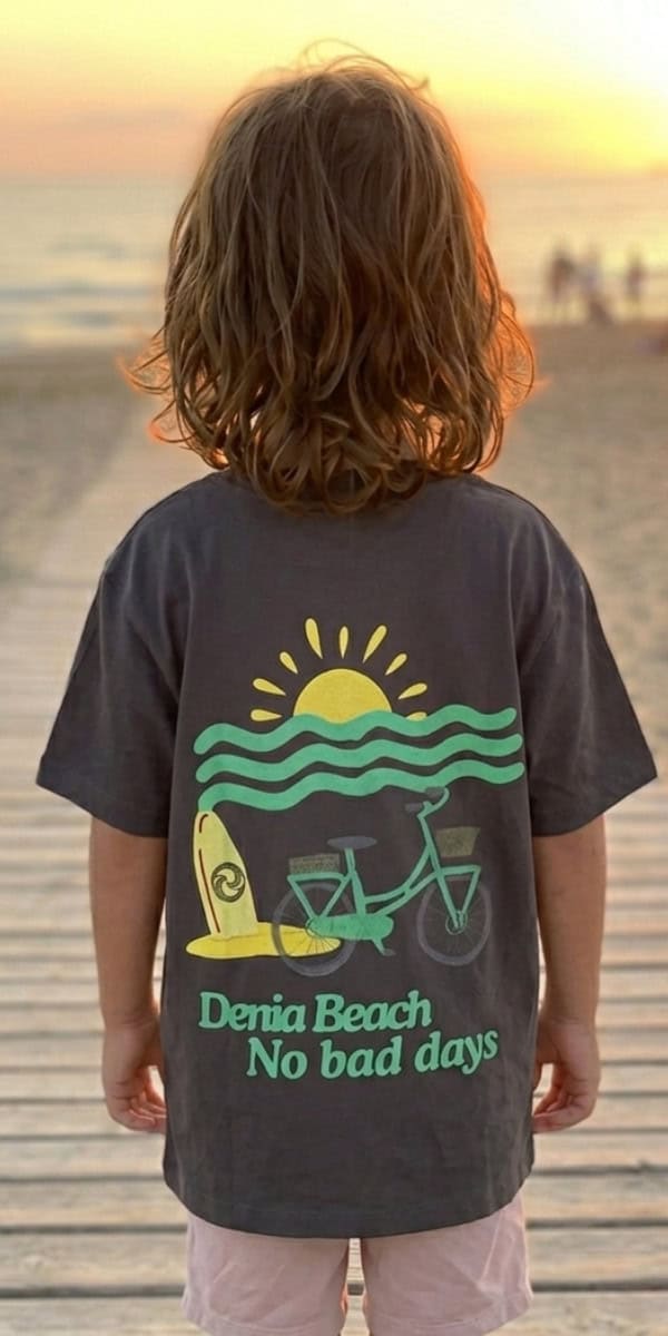 Denia Beach children's gray t-shirt