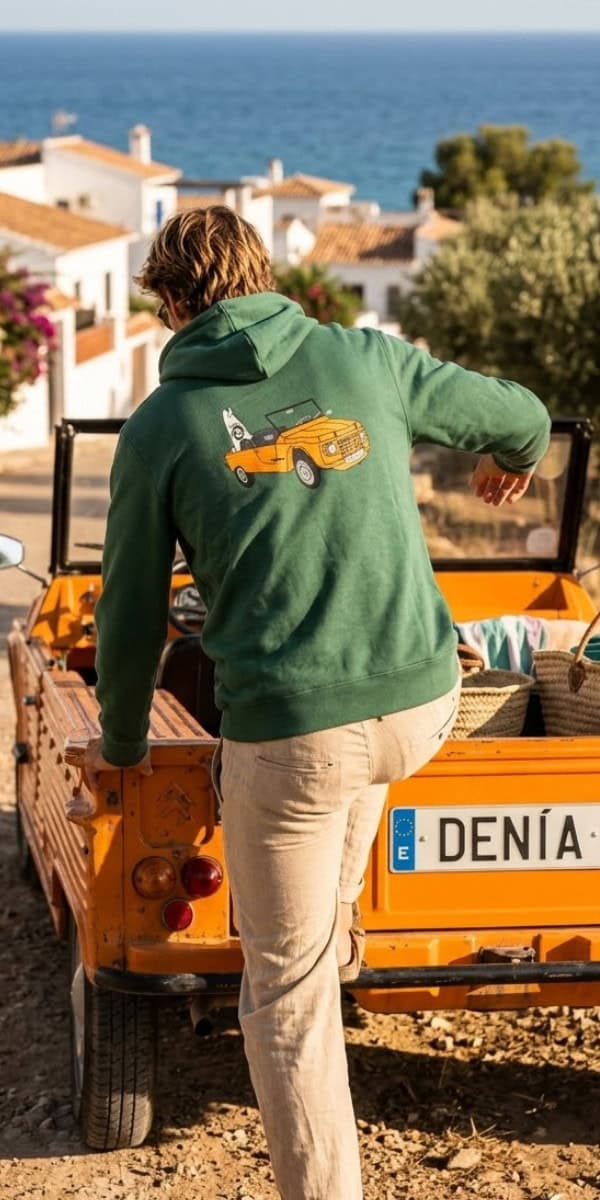 Sudadera Mehari verde cremallera